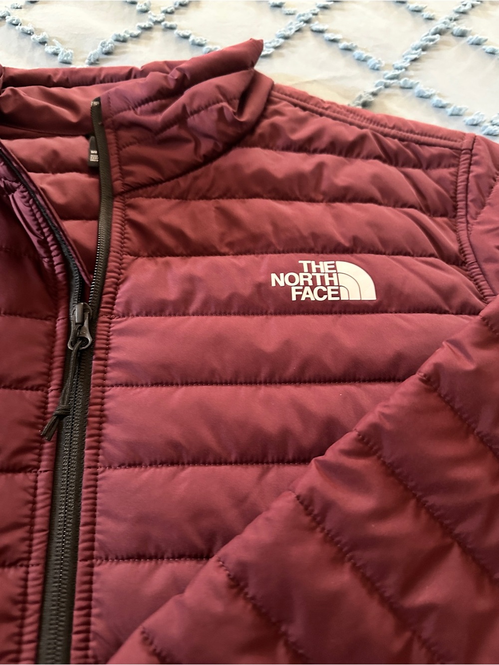 The North Face Burgundy Quilted Puffer Jacket- Burgandy